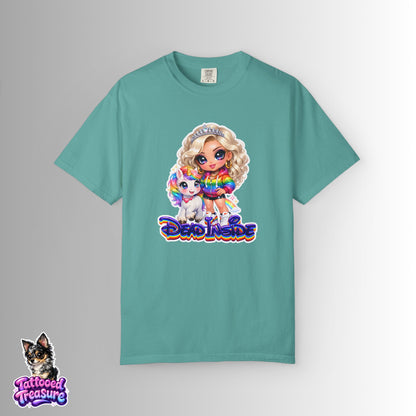 Dead Inside Rainbow Girl T-Shirt — Cute Chibi with Unicorn Pet