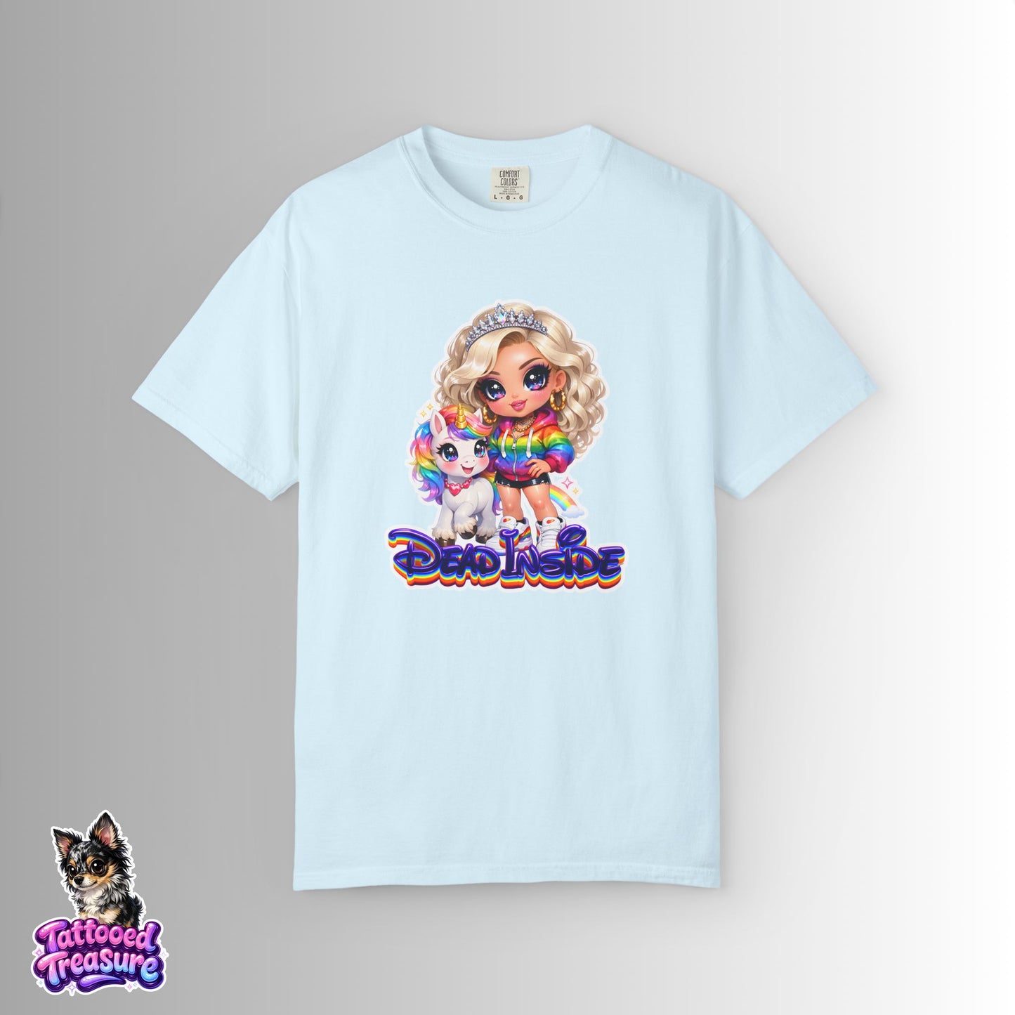 Dead Inside Rainbow Girl T-Shirt — Cute Chibi with Unicorn Pet