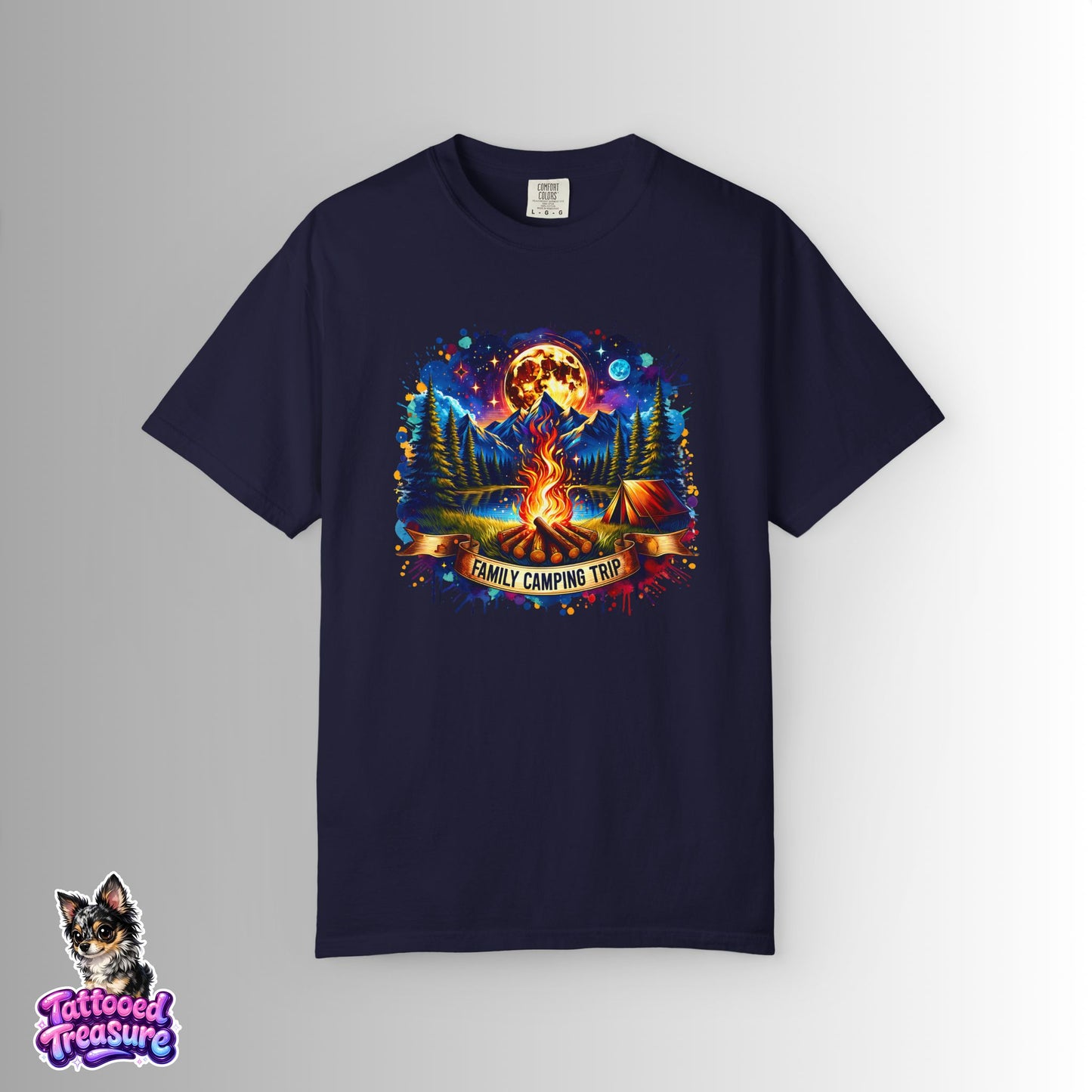 Camping Vibes T-Shirt — "Family Camping Trip" Campfire & Moon Graphic Tee