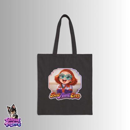 Best Aunt Ever Tote Bag — Weapons Cartoon Aunt Cotton Canvas Tote