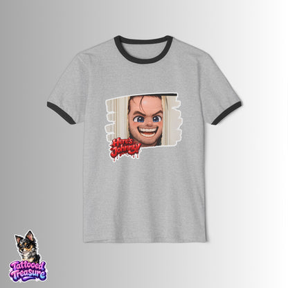 Scary The Shining Ringer T-Shirt — "Here's Johnny" Horror Graphic Tee