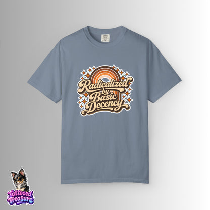"Radicalized by Basic Decency" | Retro Rainbow Tee