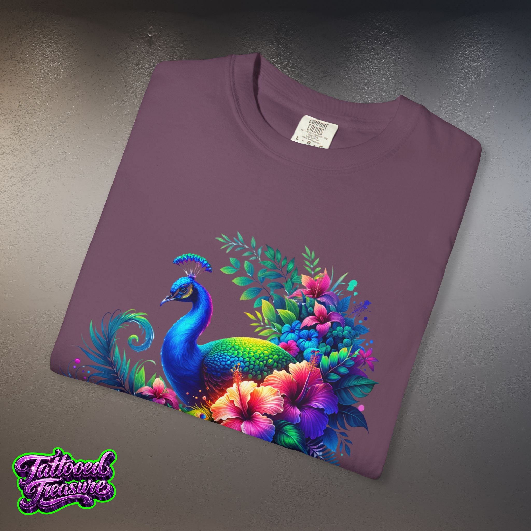 Peacock Floral T-Shirt — Vibrant Watercolor Peacock Tee
