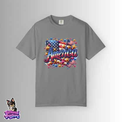 America Graphic T-Shirt — Patriotic USA Flag Design for 4th of July