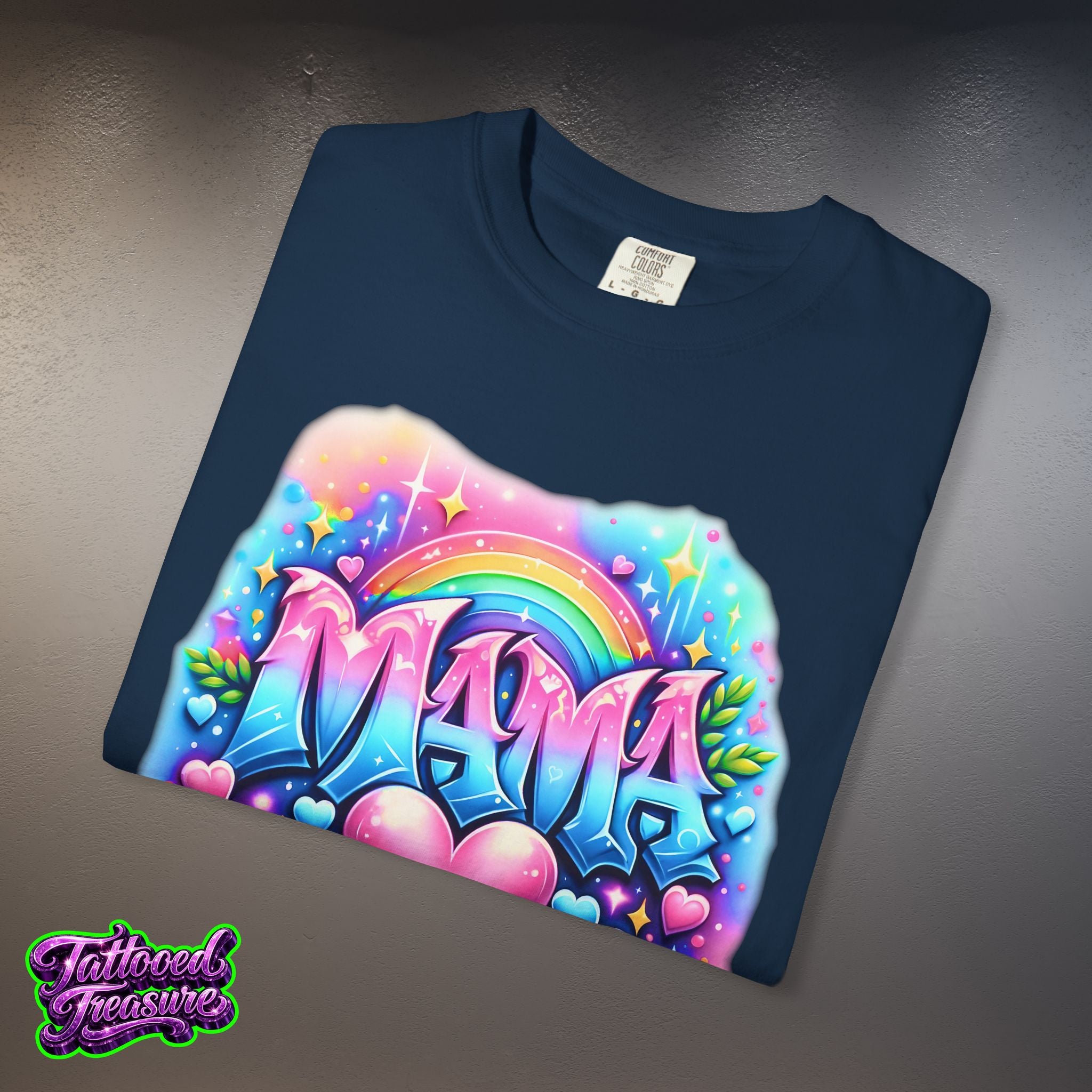 Mama Heart Rainbow T-Shirt — Colorful Neon Mom Tee