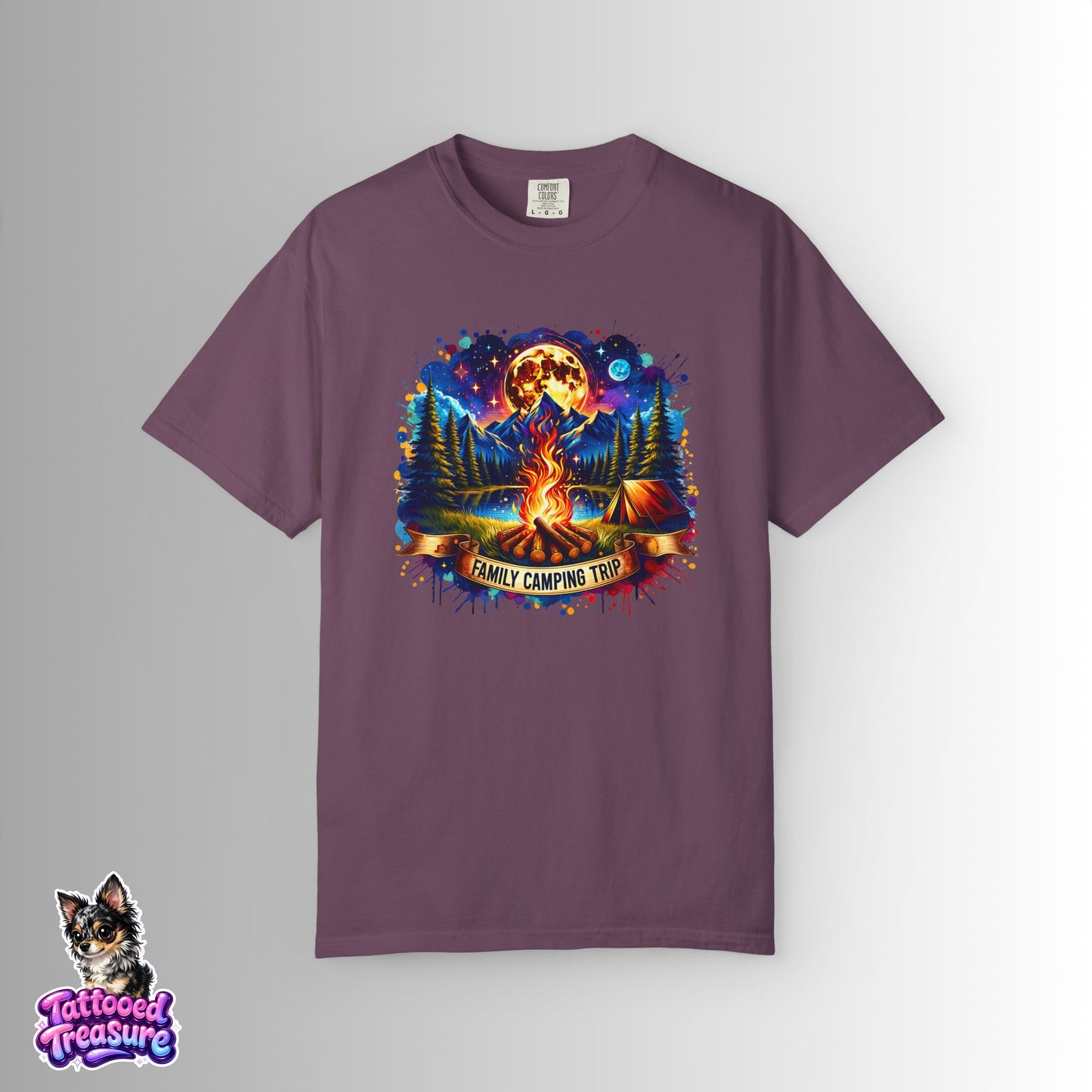 Camping Vibes T-Shirt — "Family Camping Trip" Campfire & Moon Graphic Tee