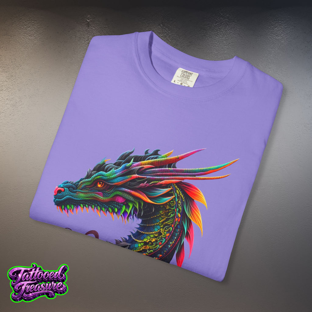 Dragon Tattoo T-Shirt — Colorful Neon Dragon Art Tee