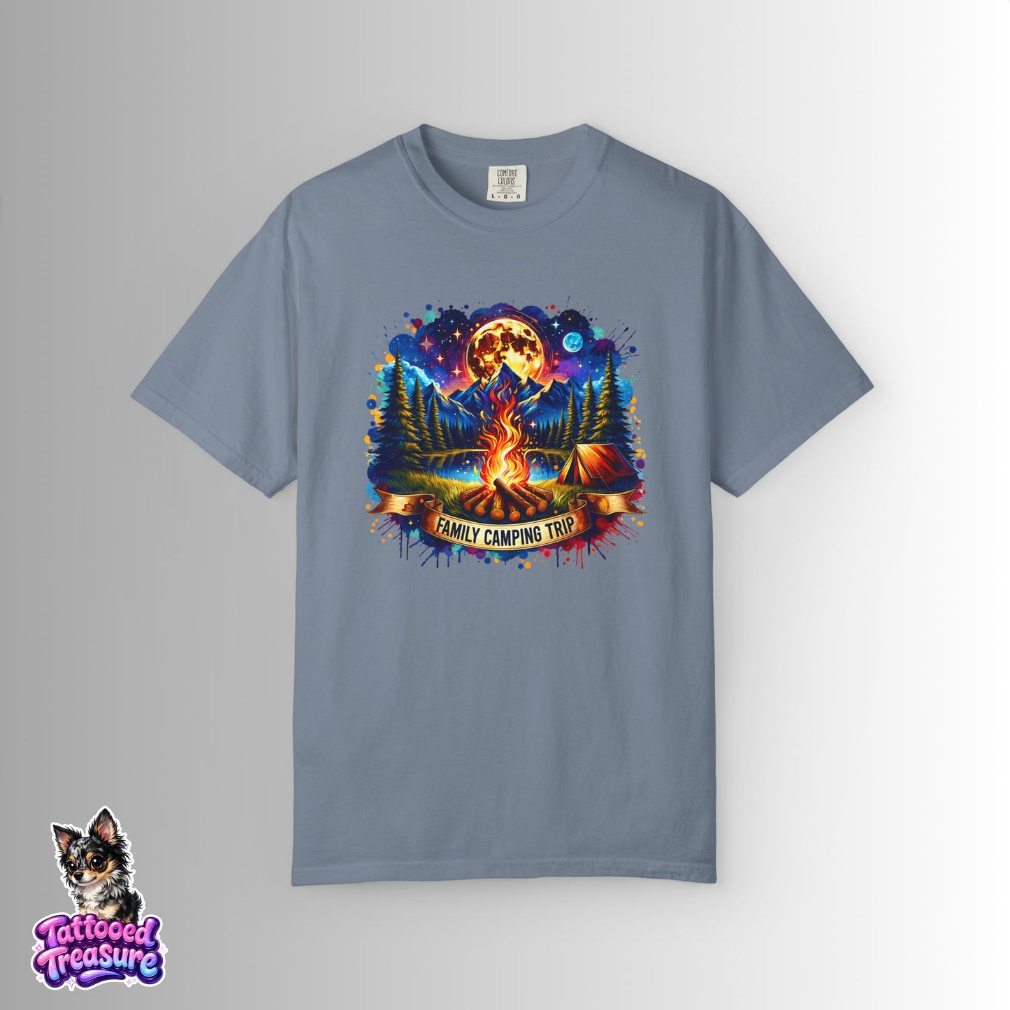 Camping Vibes T-Shirt — "Family Camping Trip" Campfire & Moon Graphic Tee