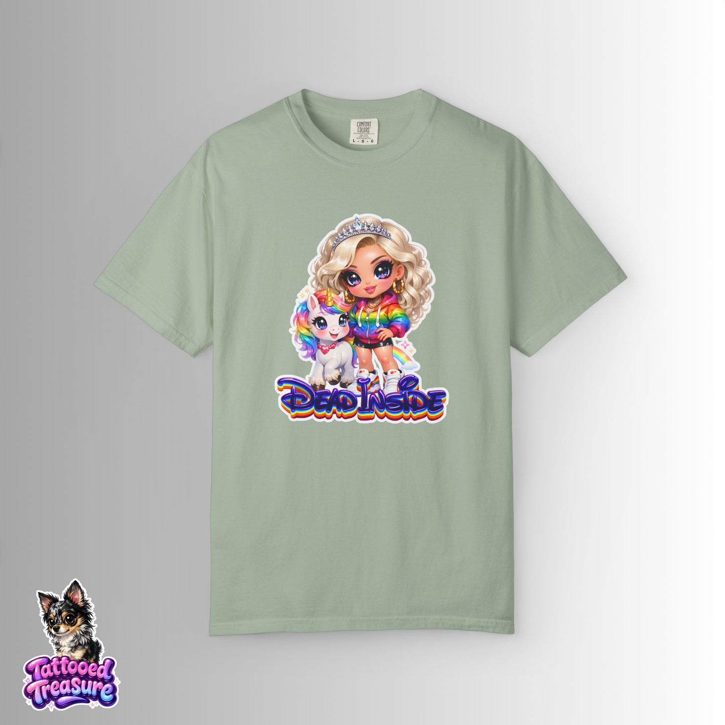 Dead Inside Rainbow Girl T-Shirt — Cute Chibi with Unicorn Pet
