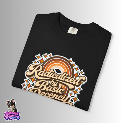 "Radicalized by Basic Decency" | Retro Rainbow Tee