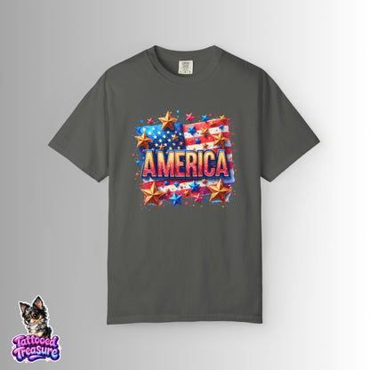 America Flag Stars T-Shirt — Patriotic 4th of July Graphic Tee
