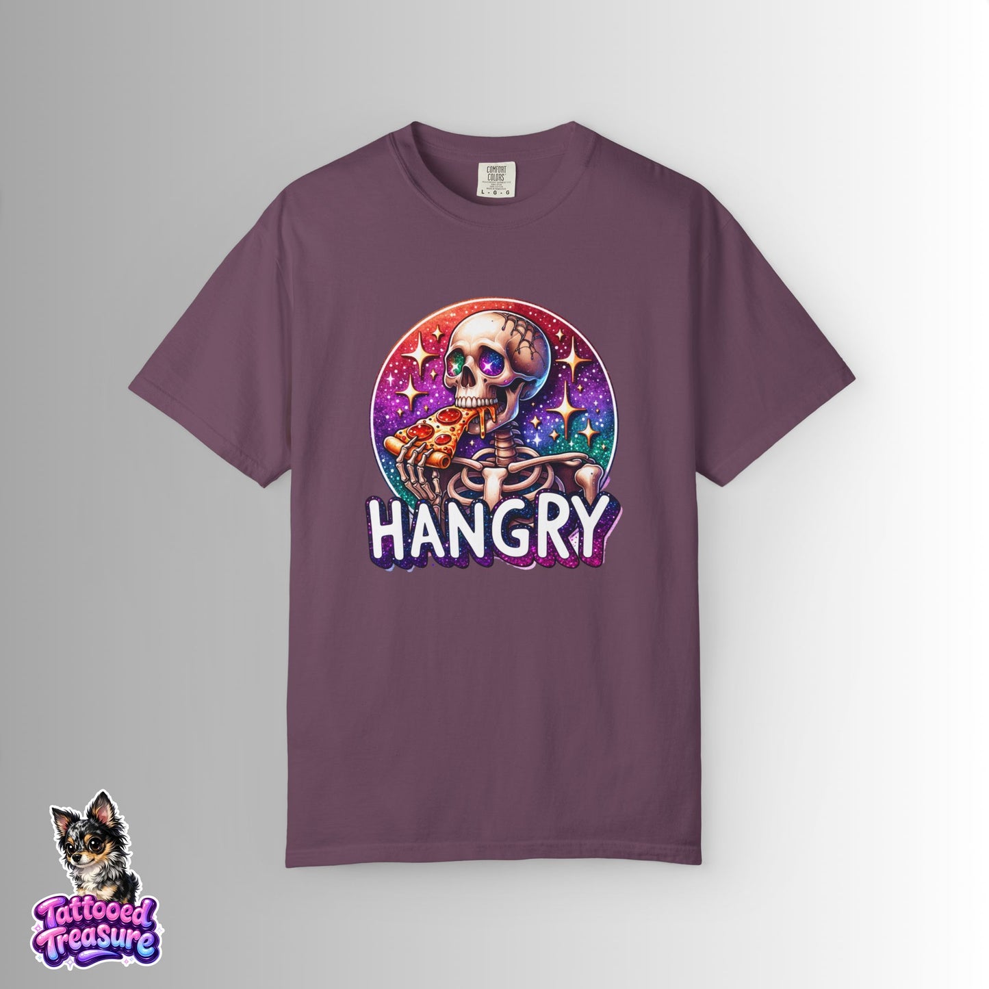Hangry Skeleton Pizza T-Shirt — Cute Spooky Graphic Tee