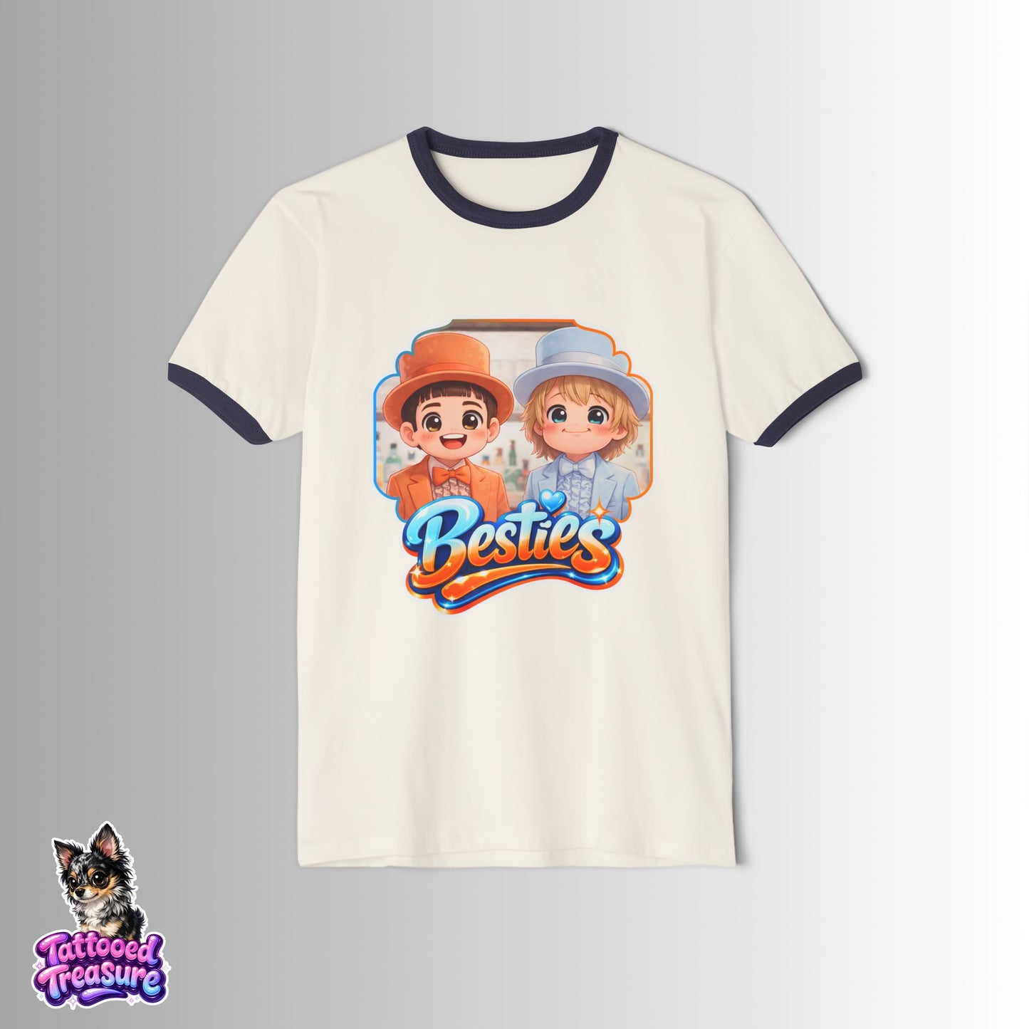 Besties Cartoon Dumb and Dumber Ringer Tee