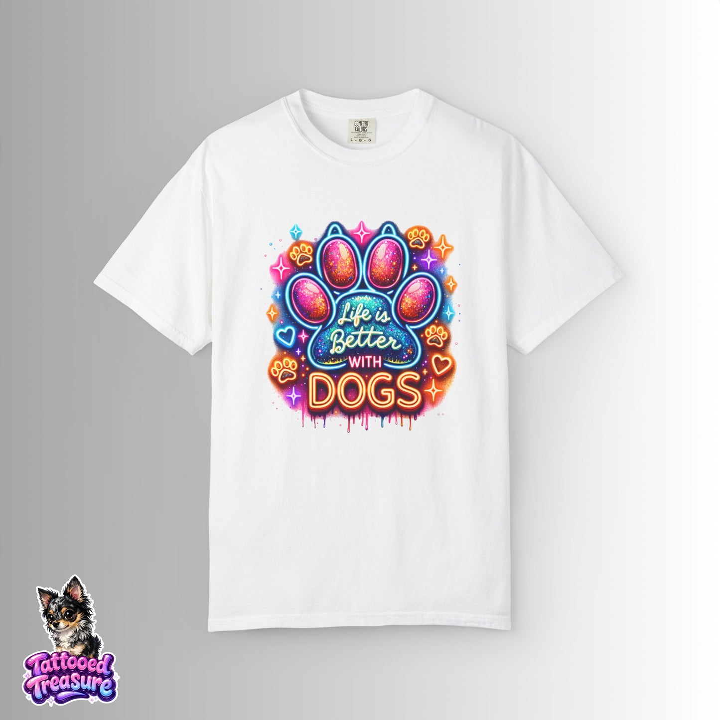Life Is Better With Dogs T-Shirt — Colorful Paw Graphic Tee for Dog Lovers