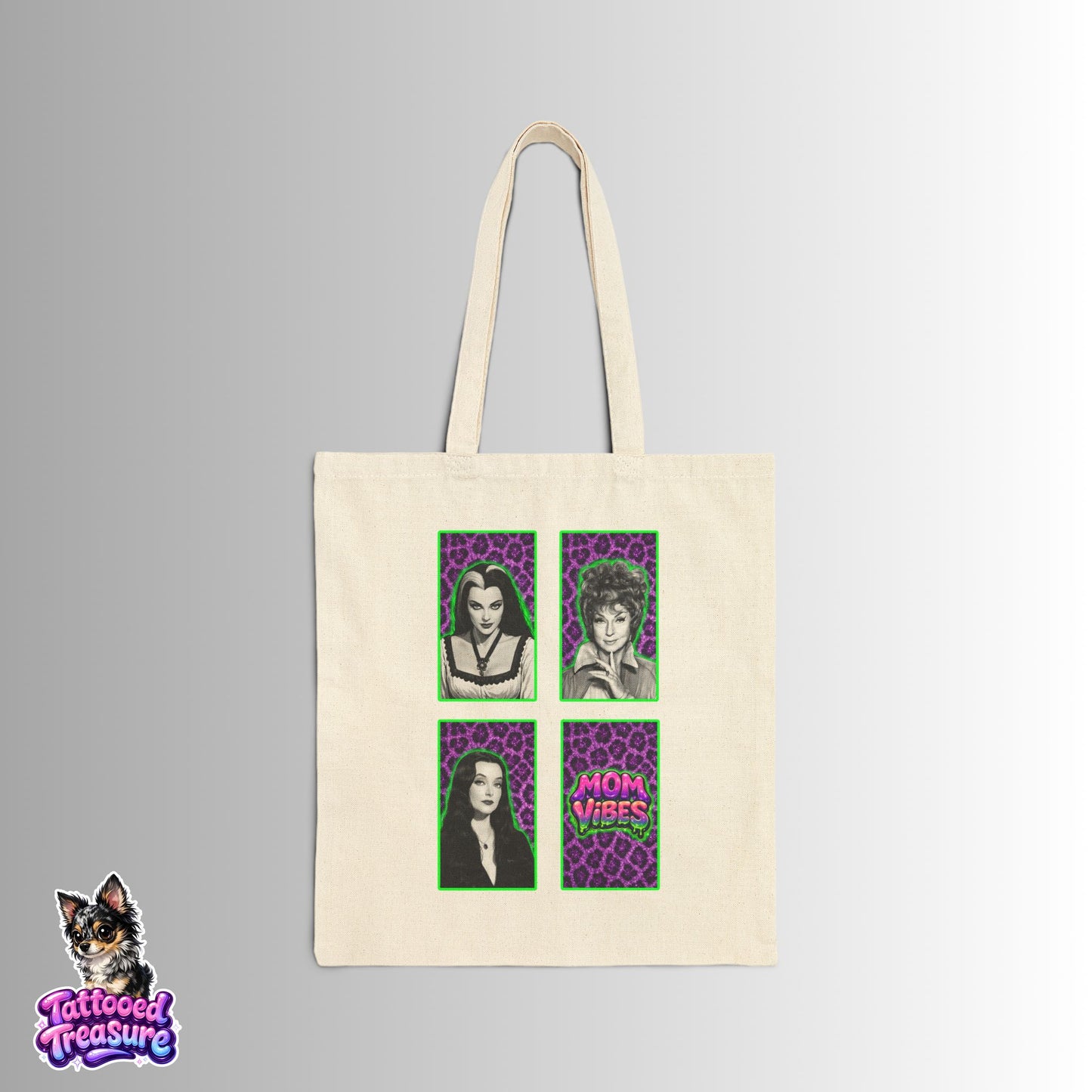 Canvas Tote Bag — Retro Goth Portraits "Mom Vibes" Art Print