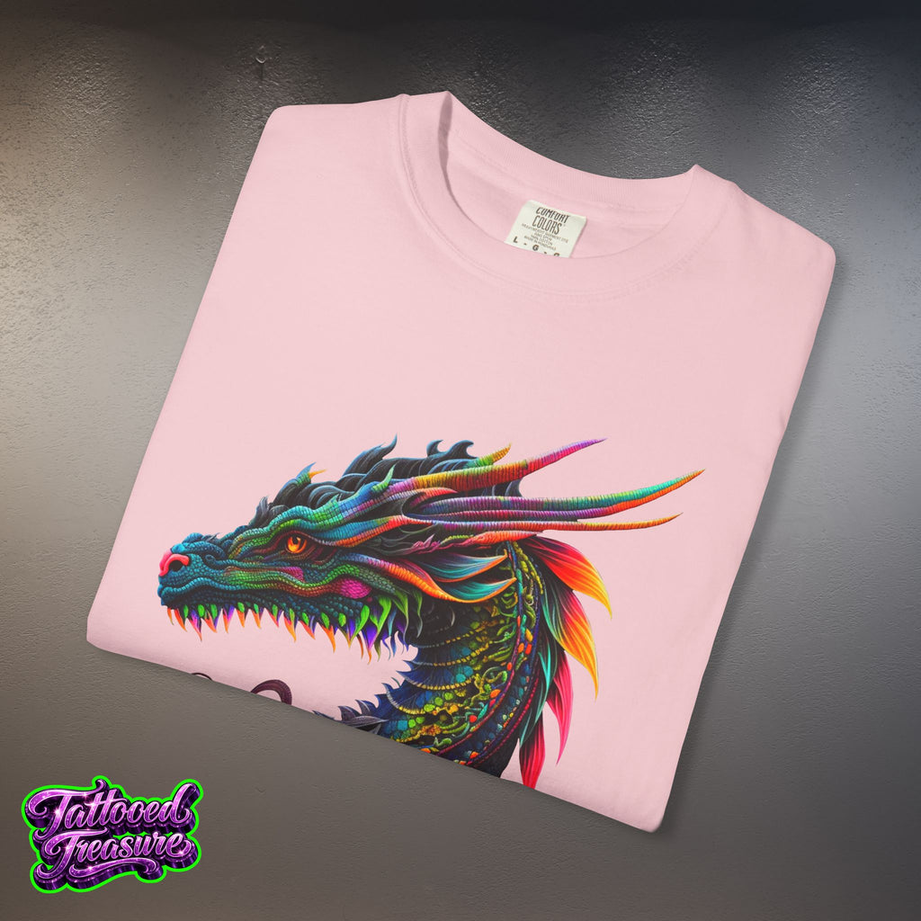 Dragon Tattoo T-Shirt — Colorful Neon Dragon Art Tee