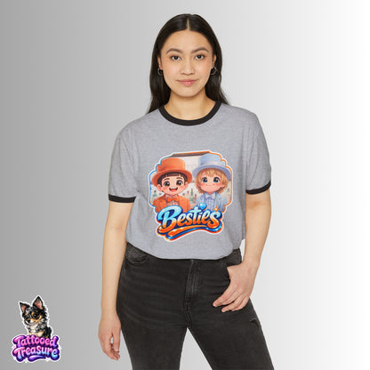 Besties Cartoon Dumb and Dumber Ringer Tee