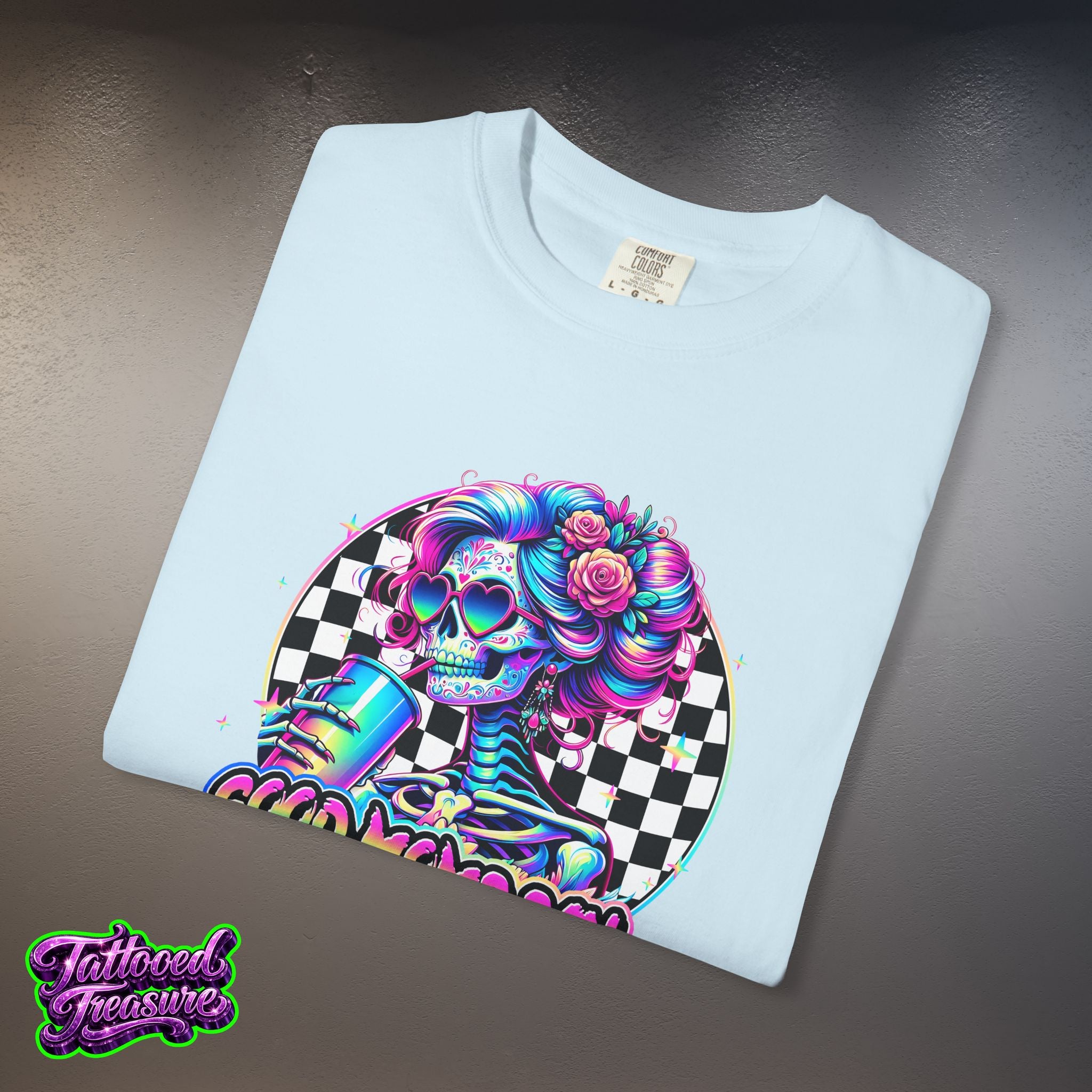 Bad Words Skull Tee — “Good Moms Say Bad Words” Retro Checkerboard T-Shirt