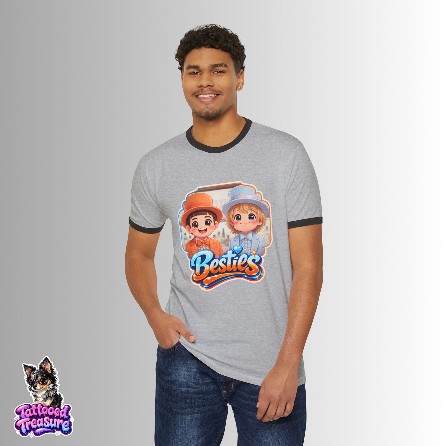 Besties Cartoon Dumb and Dumber Ringer Tee
