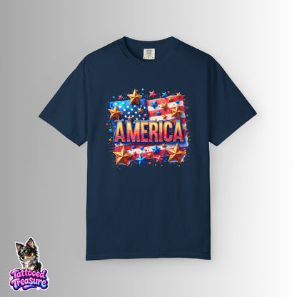 America Flag Stars T-Shirt — Patriotic 4th of July Graphic Tee