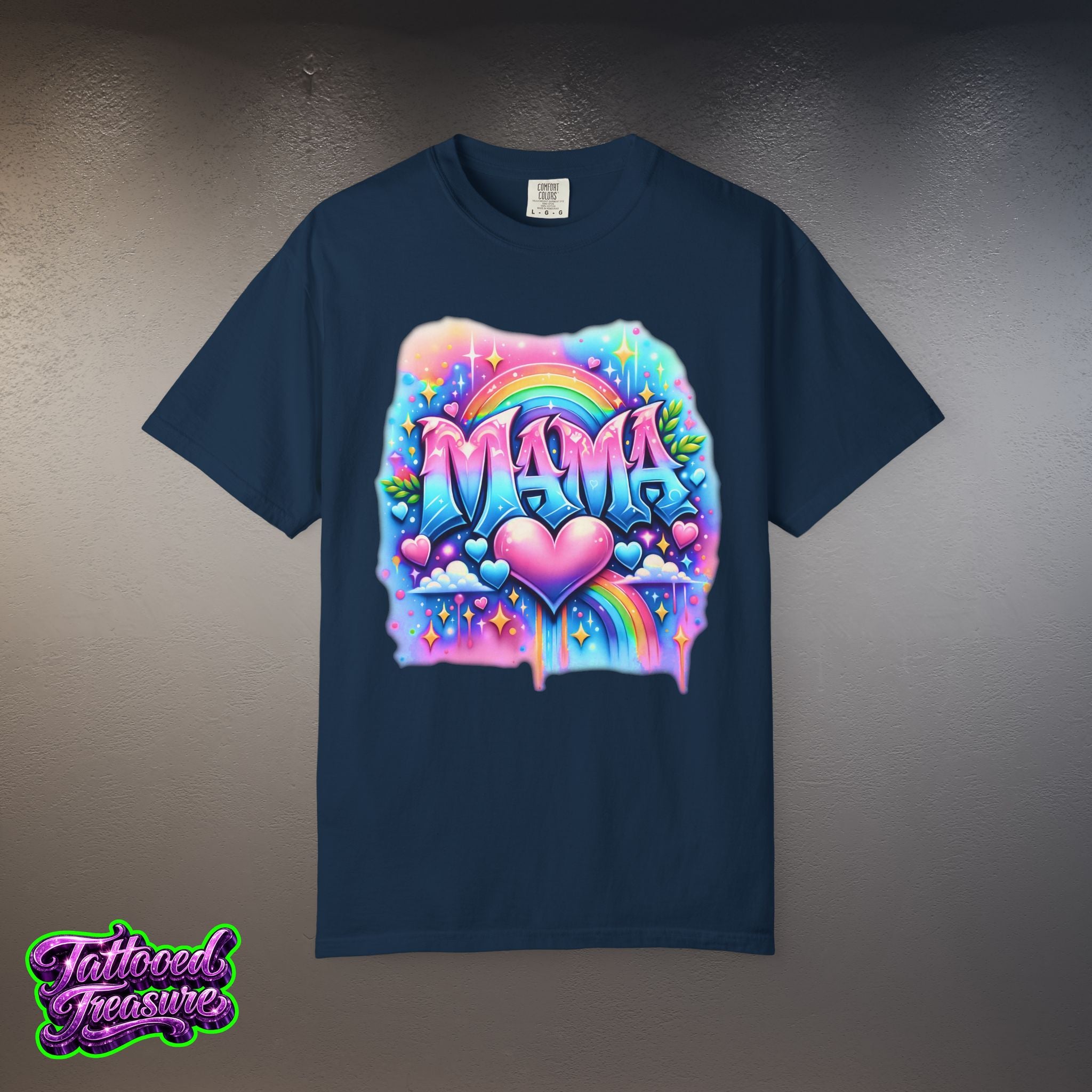 Mama Heart Rainbow T-Shirt — Colorful Neon Mom Tee