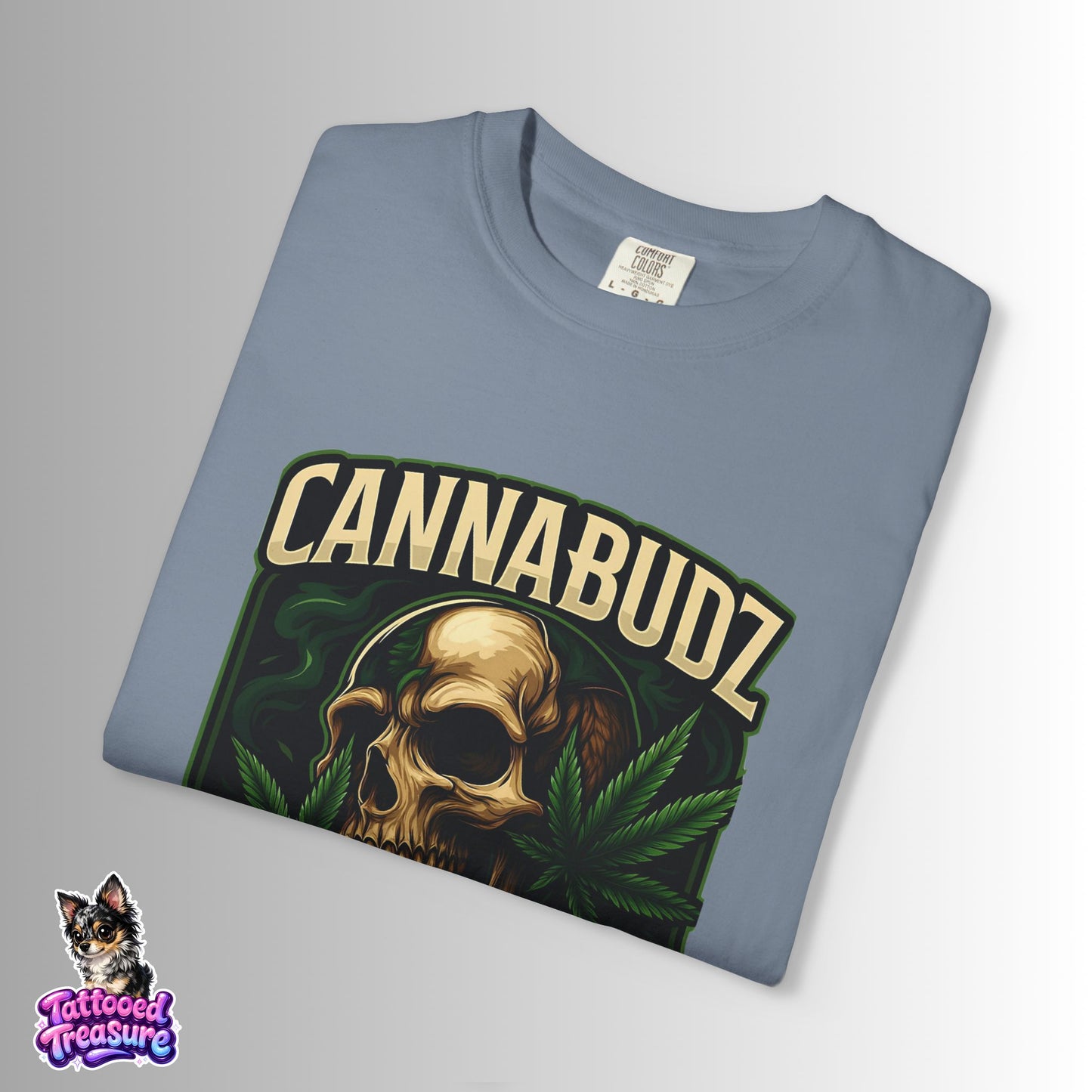 Cannabudz Gaming Nation T-Shirt Front — Skull & Cannabis Gamer Tee