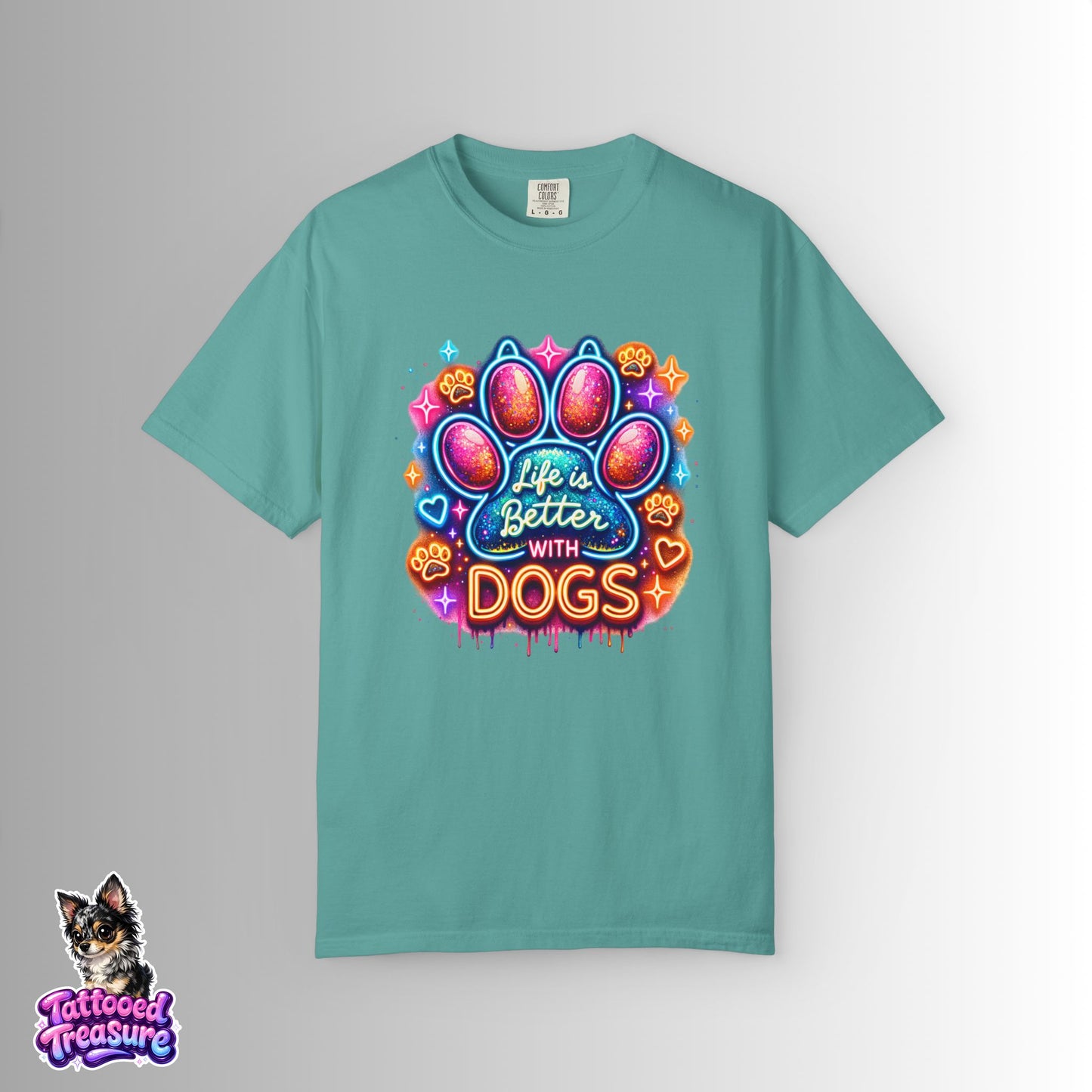 Life Is Better With Dogs T-Shirt — Colorful Paw Graphic Tee for Dog Lovers
