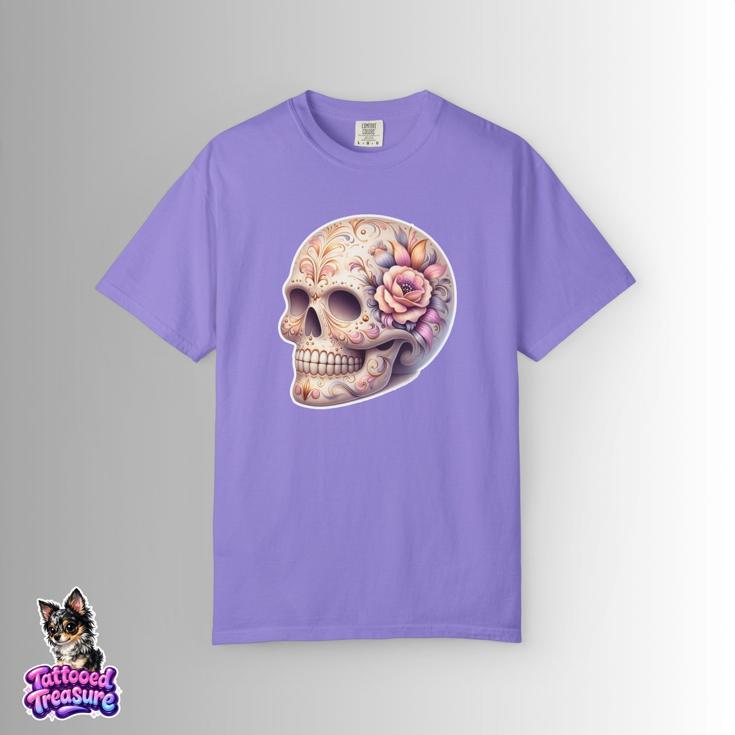 Pastel Floral Sugar Skull T-Shirt