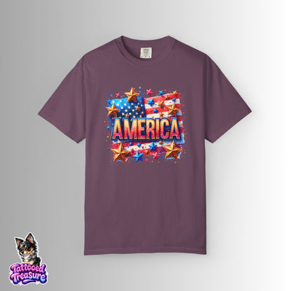 America Flag Stars T-Shirt — Patriotic 4th of July Graphic Tee