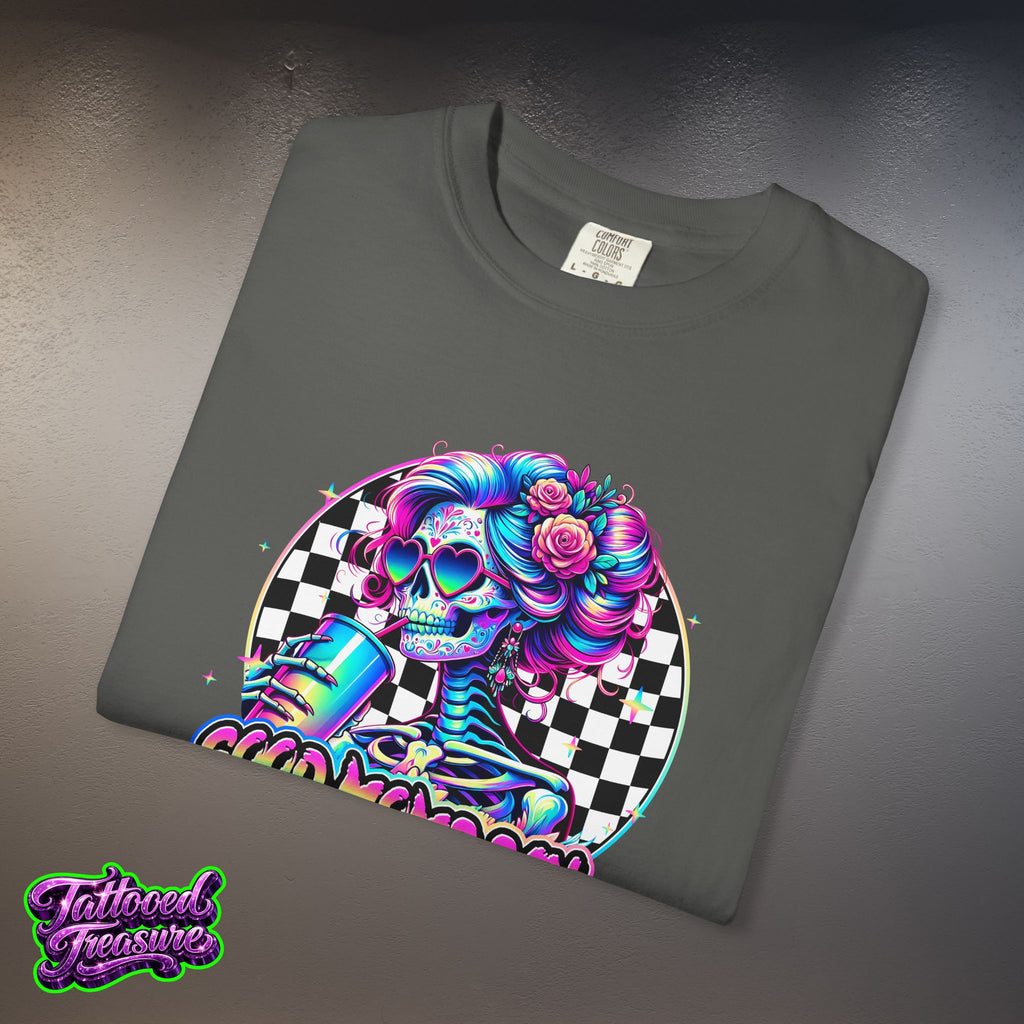 Bad Words Skull Tee — “Good Moms Say Bad Words” Retro Checkerboard T-Shirt