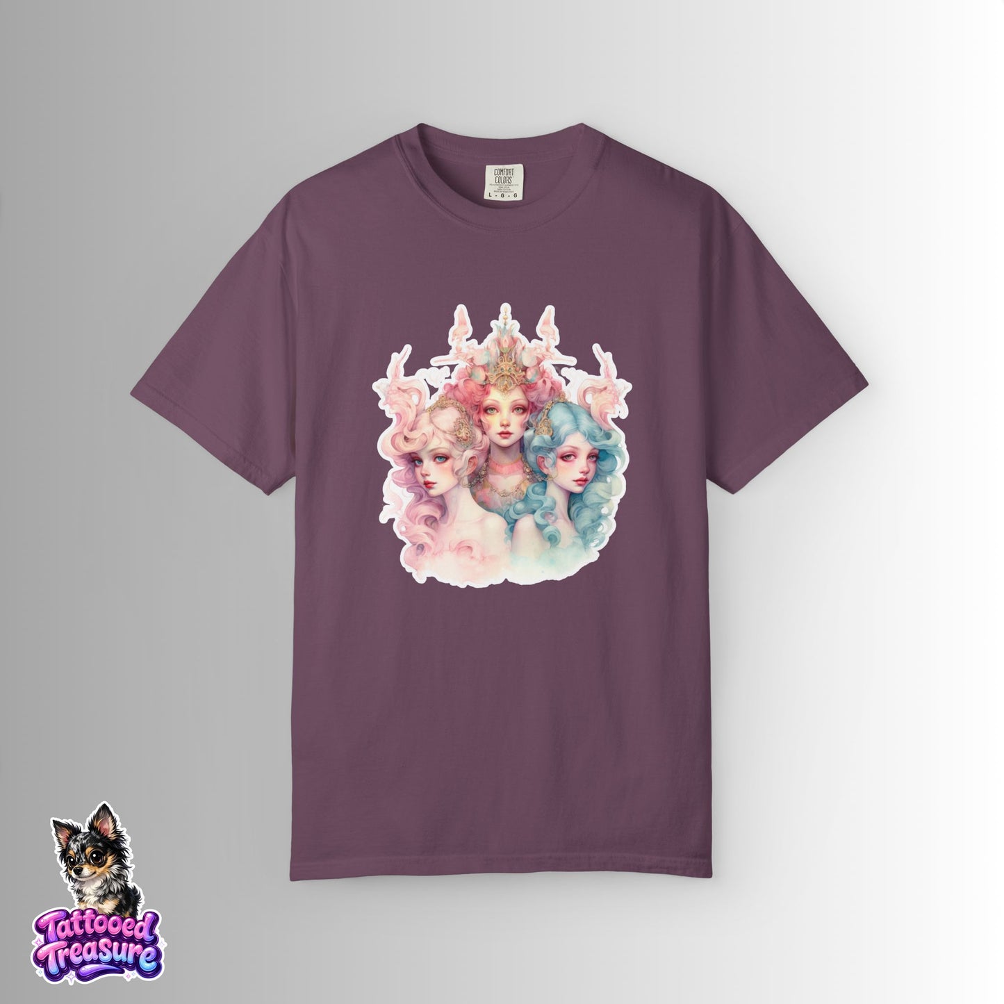 Pastel Sirens Art T-Shirt — Watercolor Triple Muse Design