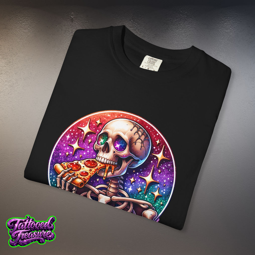 Hangry Skeleton Pizza T-Shirt — Cute Spooky Graphic Tee