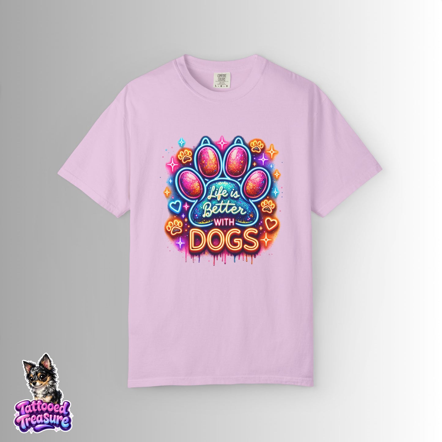 Life Is Better With Dogs T-Shirt — Colorful Paw Graphic Tee for Dog Lovers