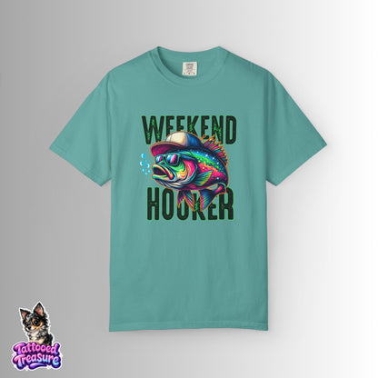 Weekend Hooker Fishing T-Shirt — Colorful Trout Graphic Tee for Anglers