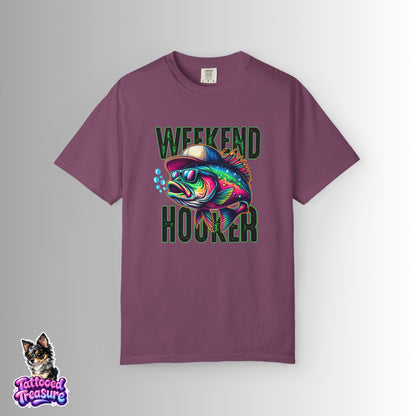 Weekend Hooker Fishing T-Shirt — Colorful Trout Graphic Tee for Anglers