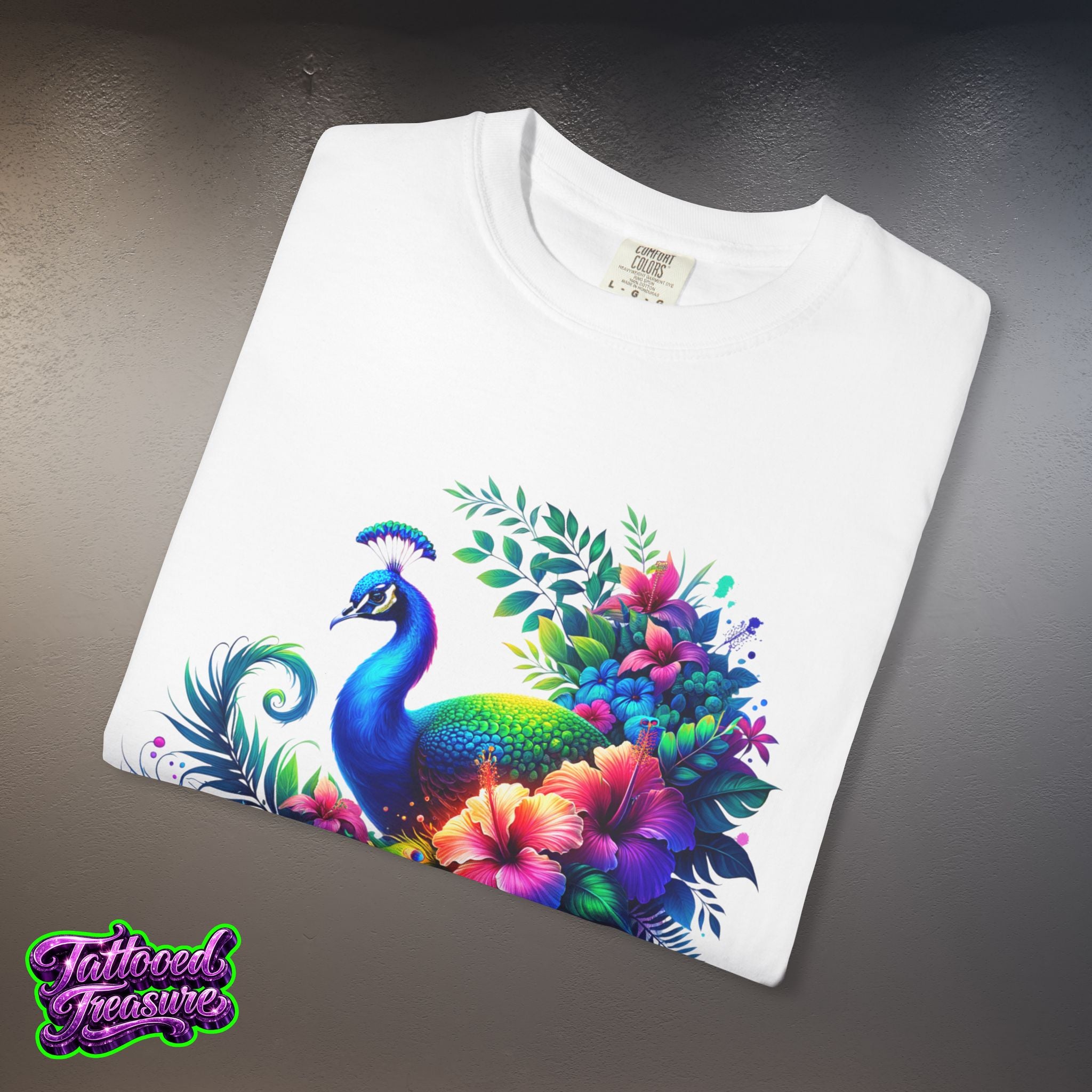 Peacock Floral T-Shirt — Vibrant Watercolor Peacock Tee