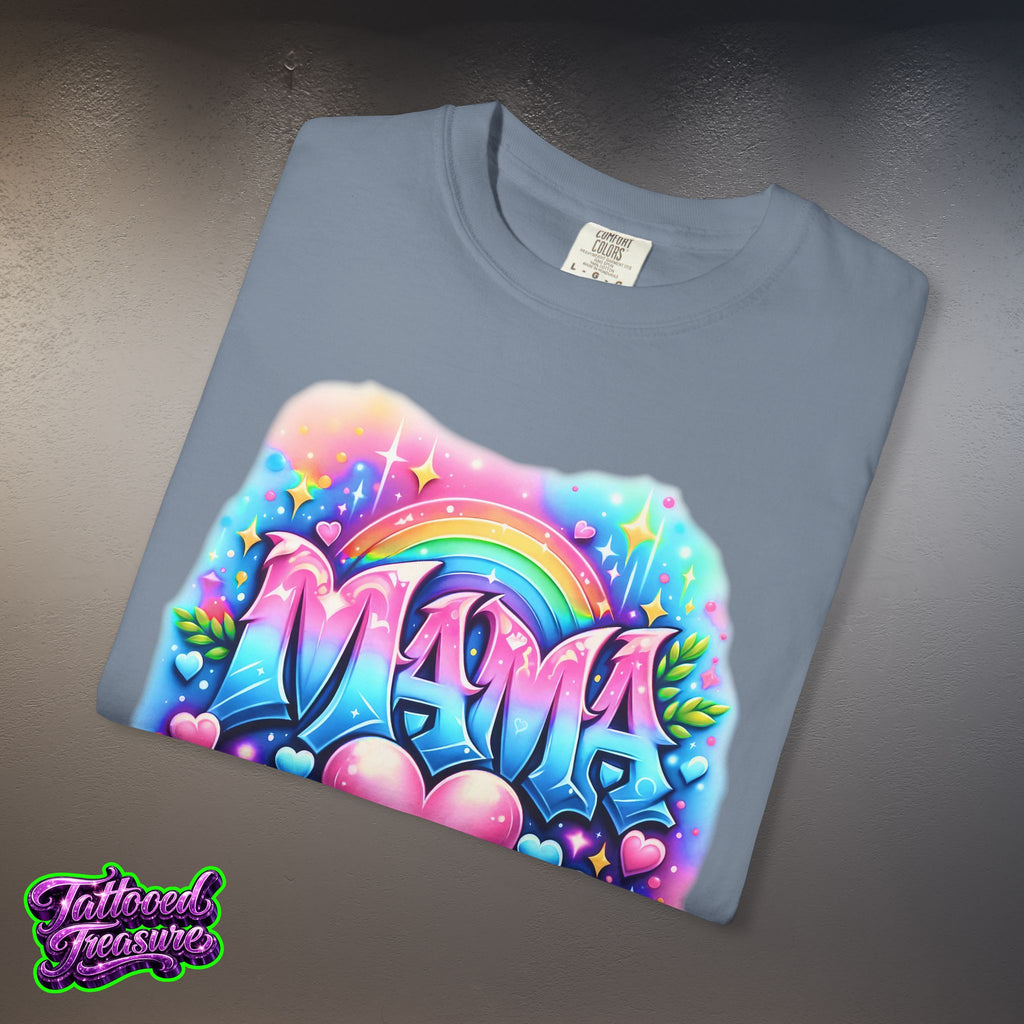 Mama Heart Rainbow T-Shirt — Colorful Neon Mom Tee