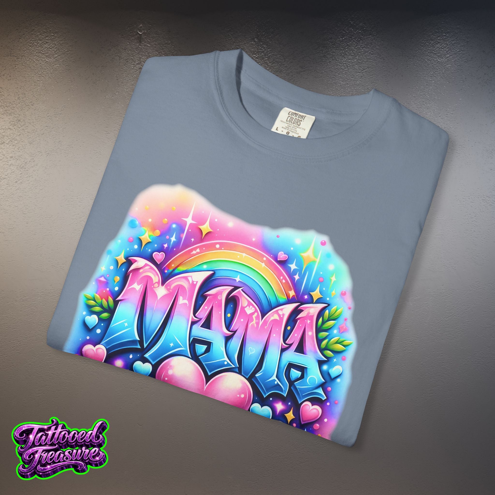 Mama Heart Rainbow T-Shirt — Colorful Neon Mom Tee