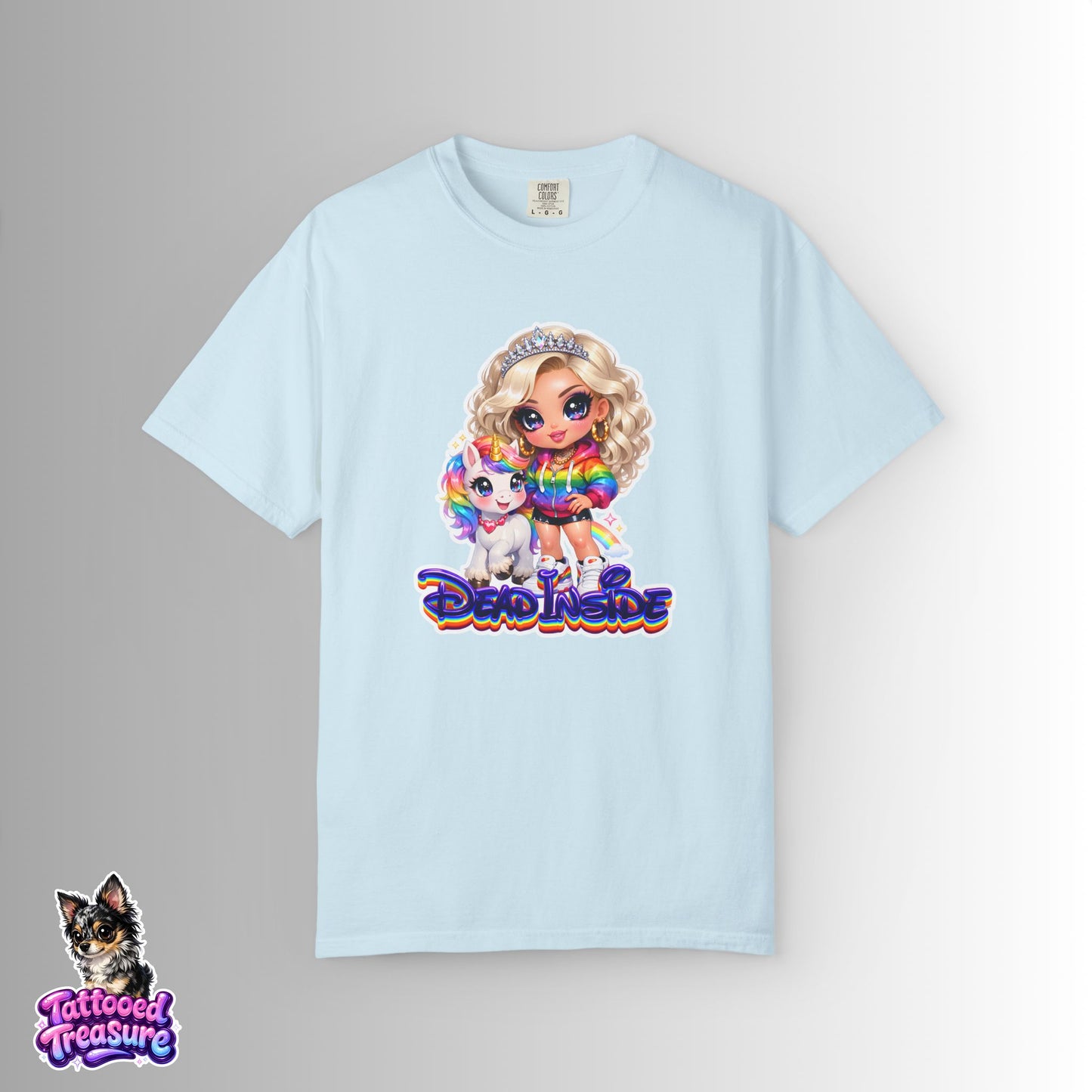 Dead Inside Rainbow Girl T-Shirt — Cute Chibi with Unicorn Pet