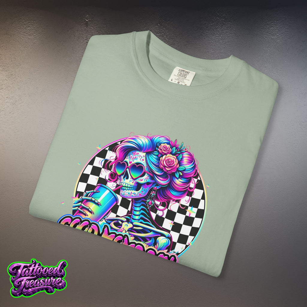 Bad Words Skull Tee — “Good Moms Say Bad Words” Retro Checkerboard T-Shirt