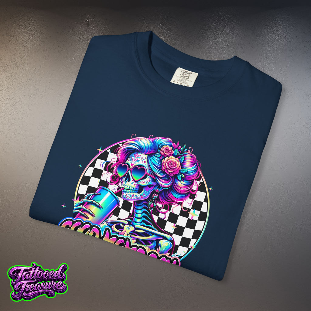 Bad Words Skull Tee — “Good Moms Say Bad Words” Retro Checkerboard T-Shirt