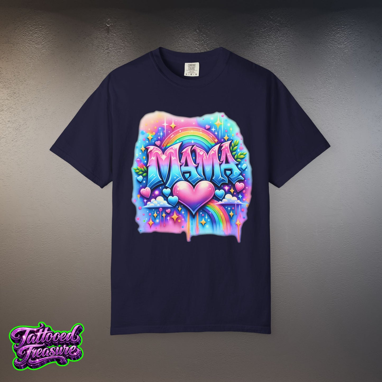 Mama Heart Rainbow T-Shirt — Colorful Neon Mom Tee