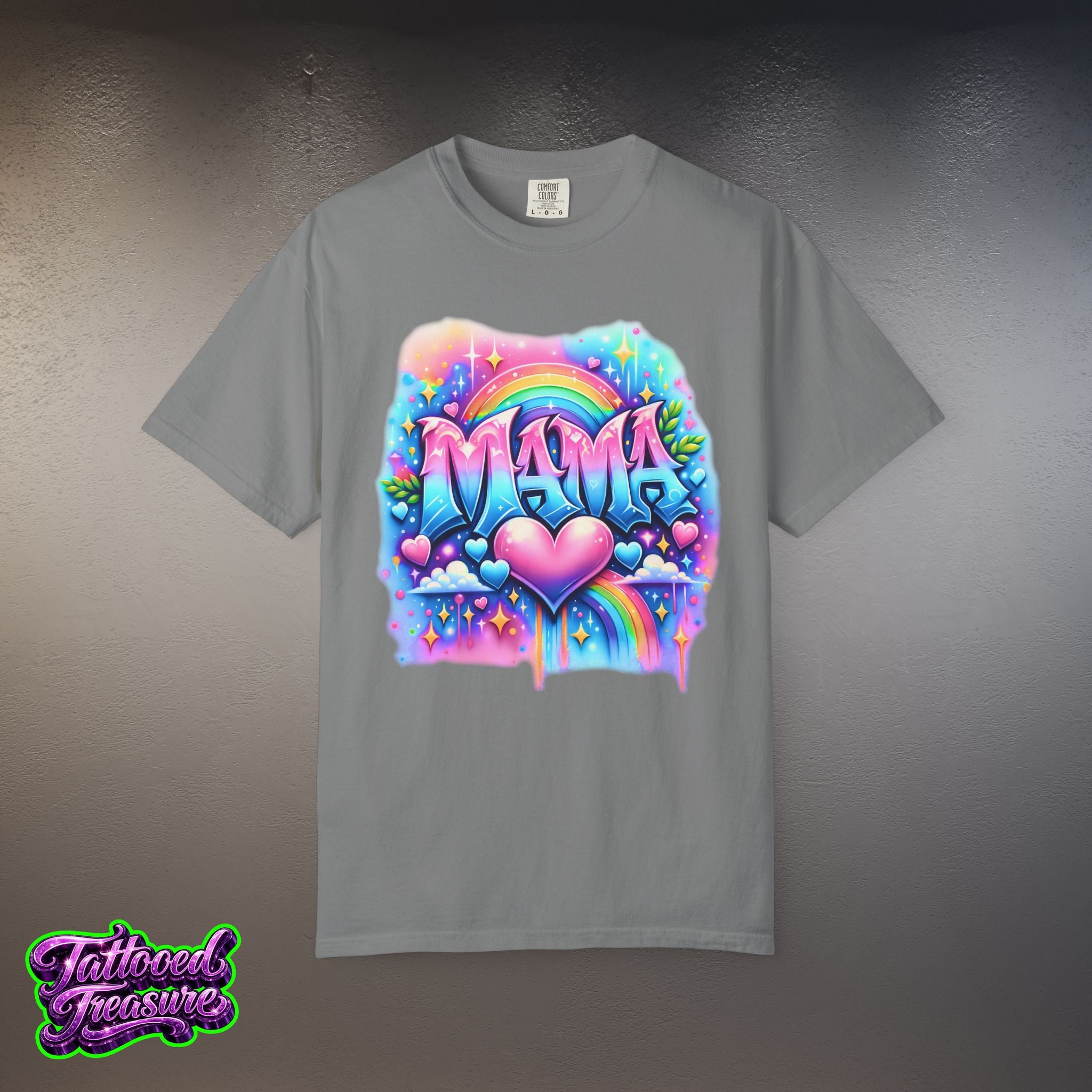 Mama Heart Rainbow T-Shirt — Colorful Neon Mom Tee