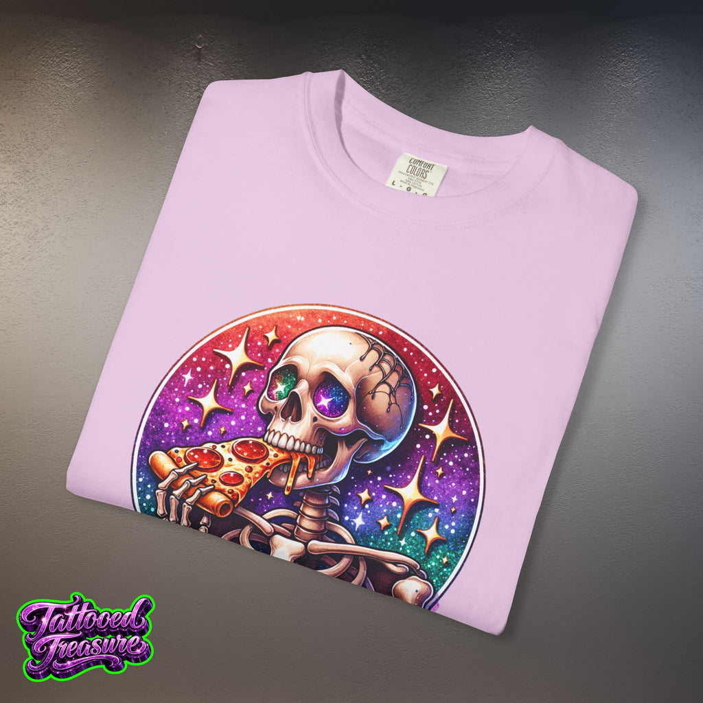 Hangry Skeleton Pizza T-Shirt — Cute Spooky Graphic Tee