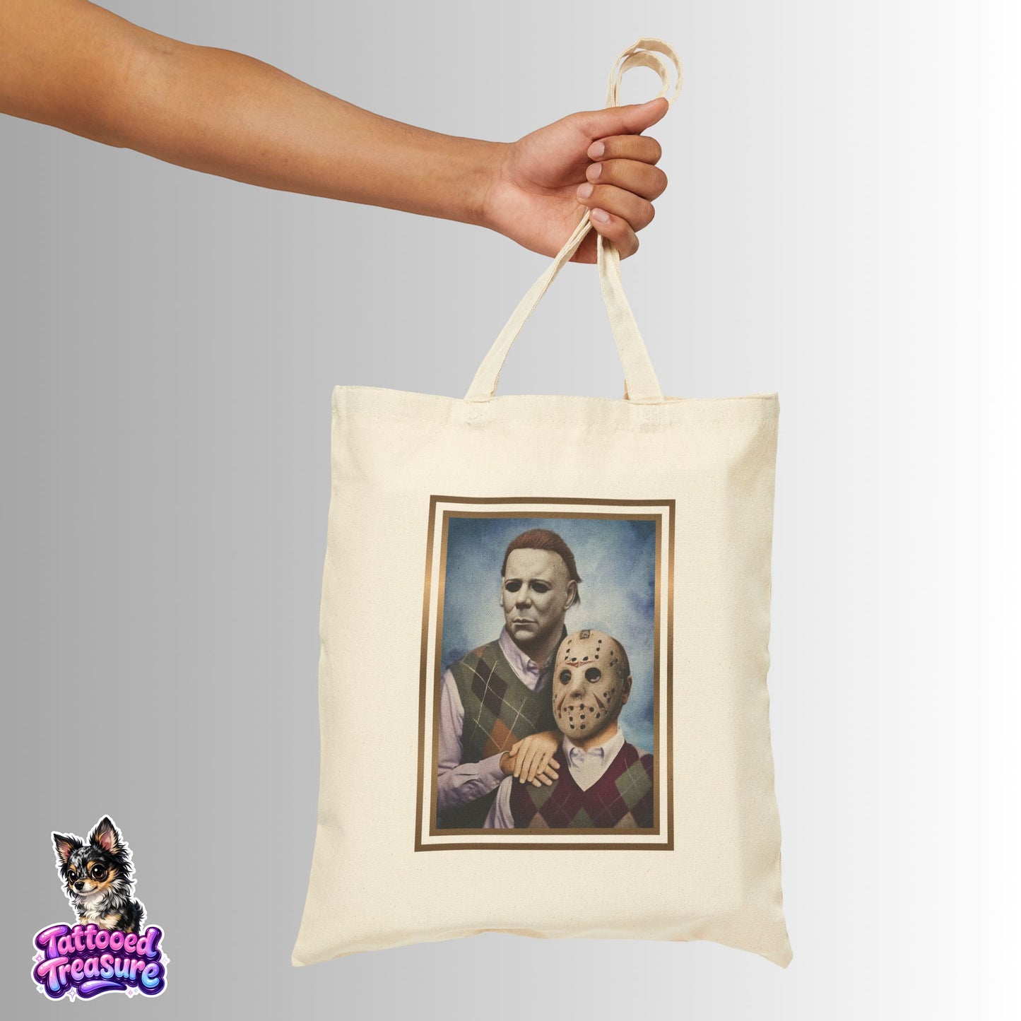 Vintage Step Brothers Portrait Tote Bag — Michael Myers & Jason Canvas Tote